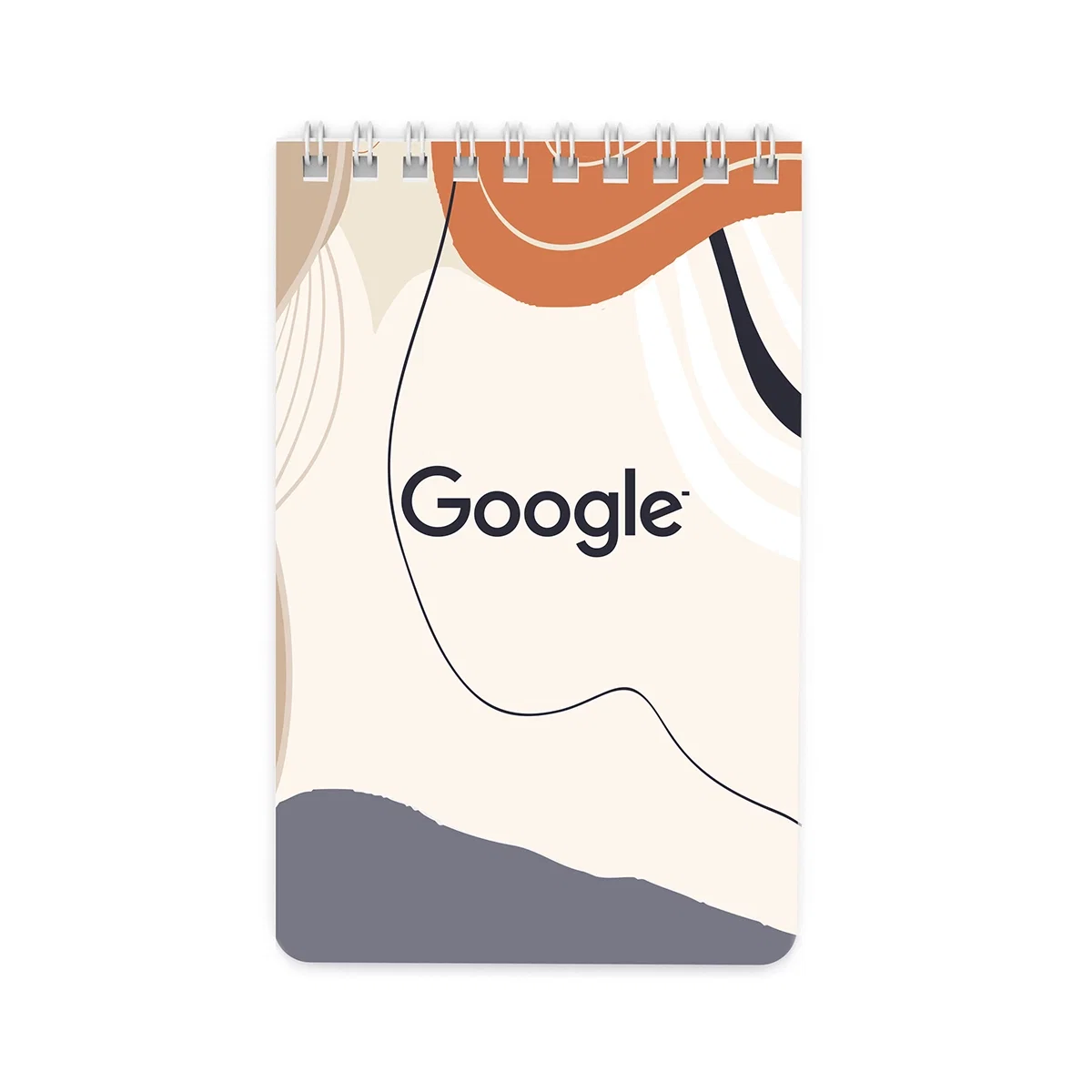 Top-bound pocket notebook in white with a black accent