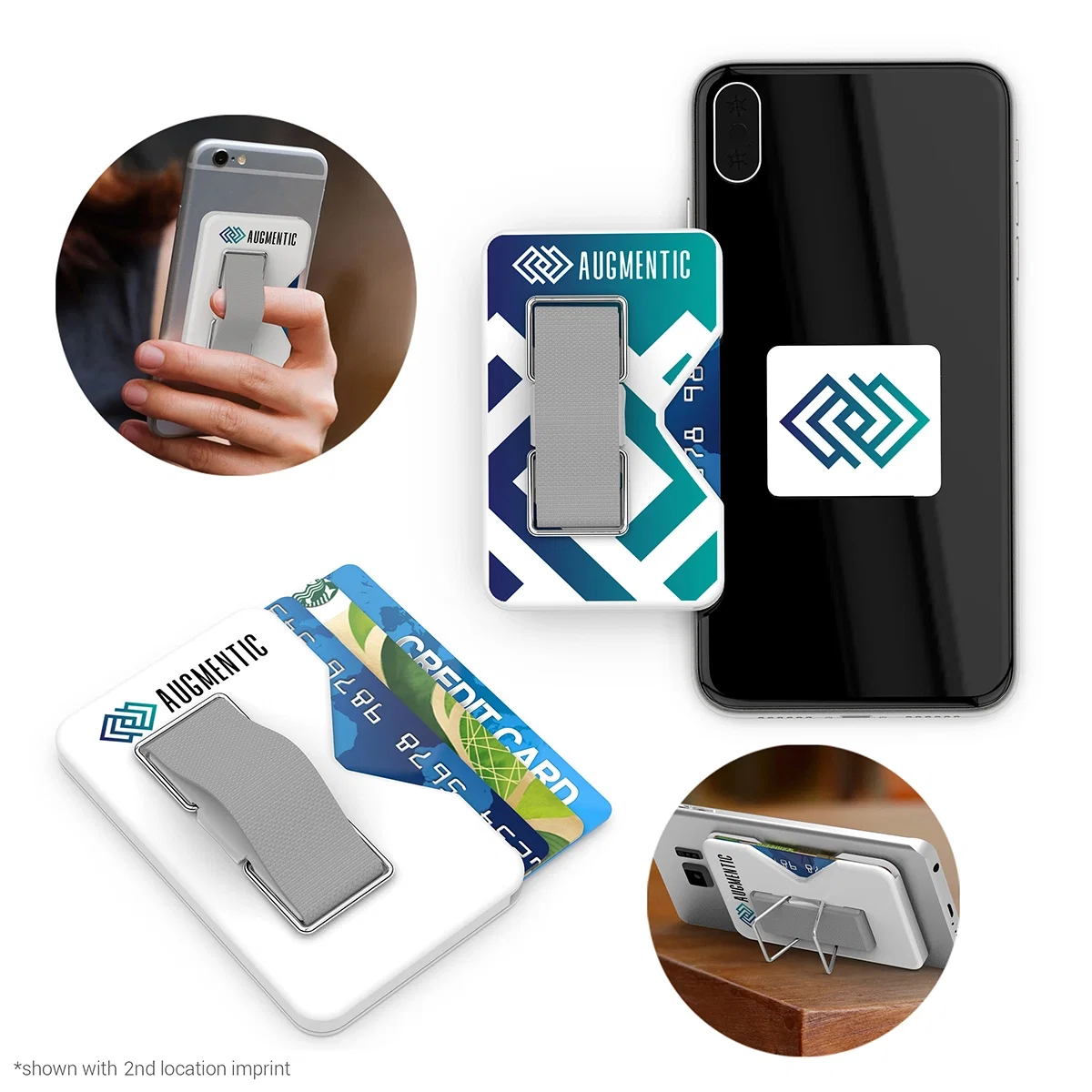 Slim card holder sized to sit on the back of a phone