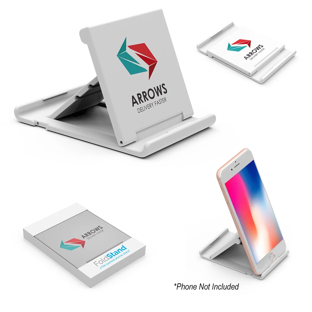 Foldable holder supporting a phone at viewing angle