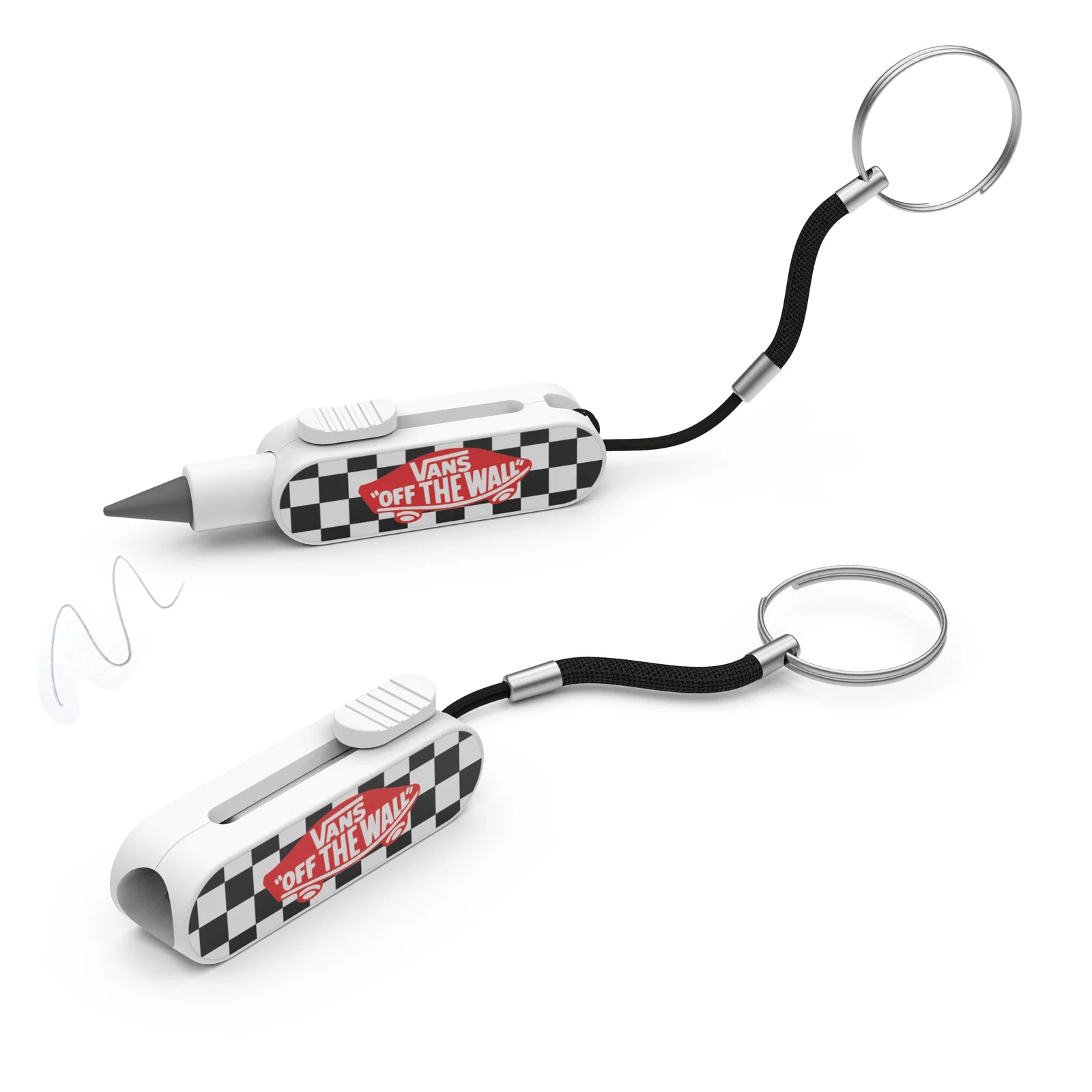 White Powerstick Jot keychain displayed against a plain background