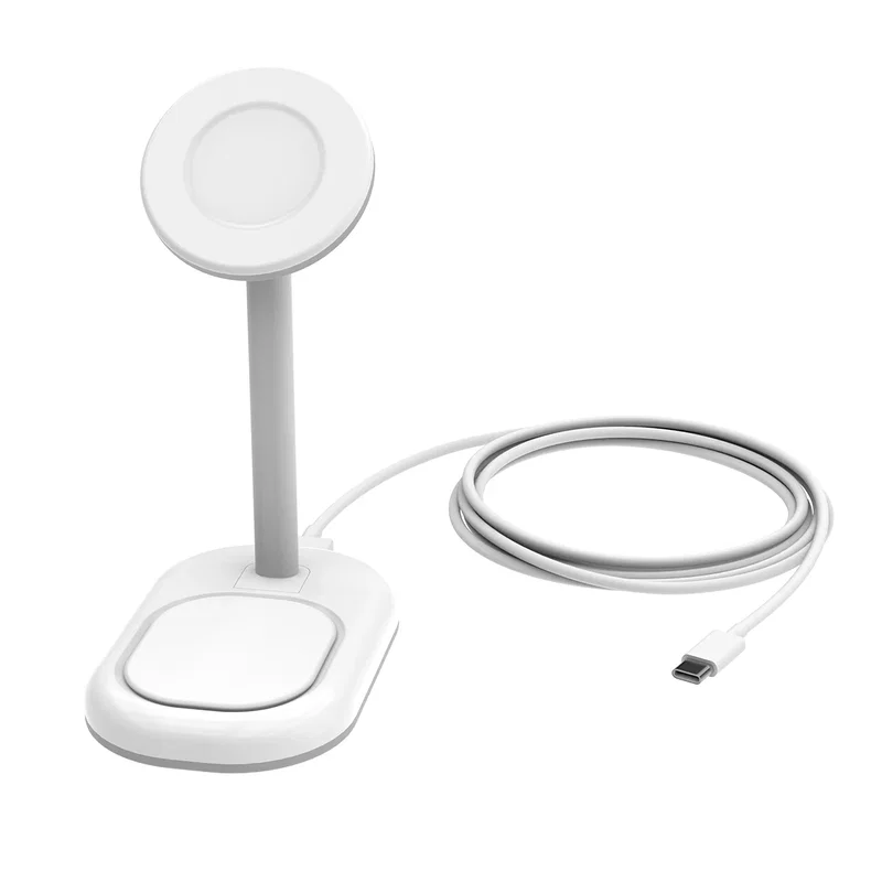 Phone attached magnetically at a comfortable viewing angle