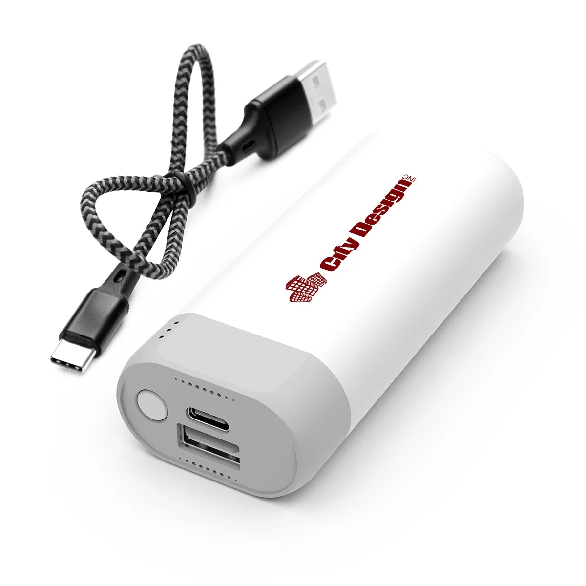 White Nova power bank shown flat against a plain backdrop