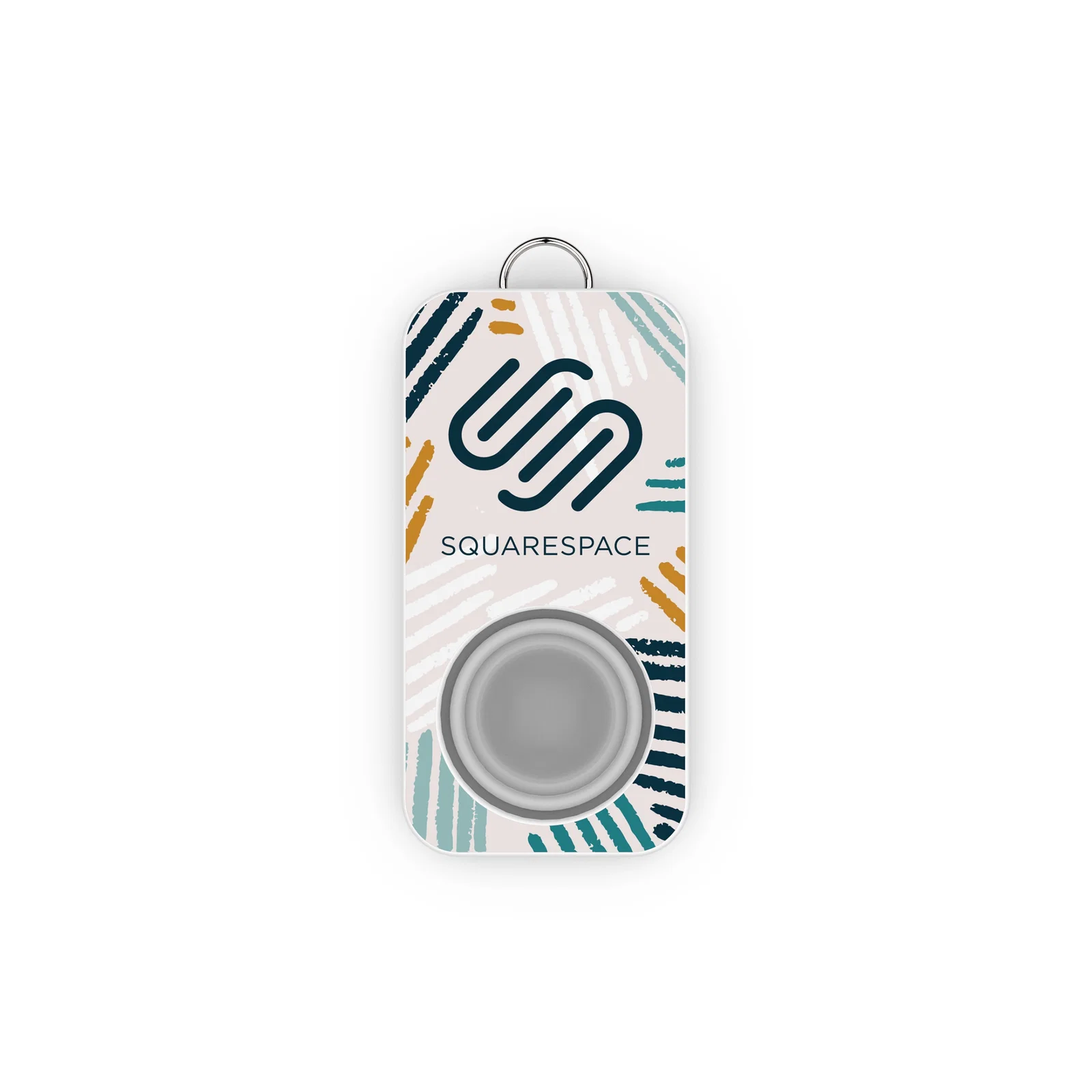 Small white and gray fidget popper measuring just over two inches