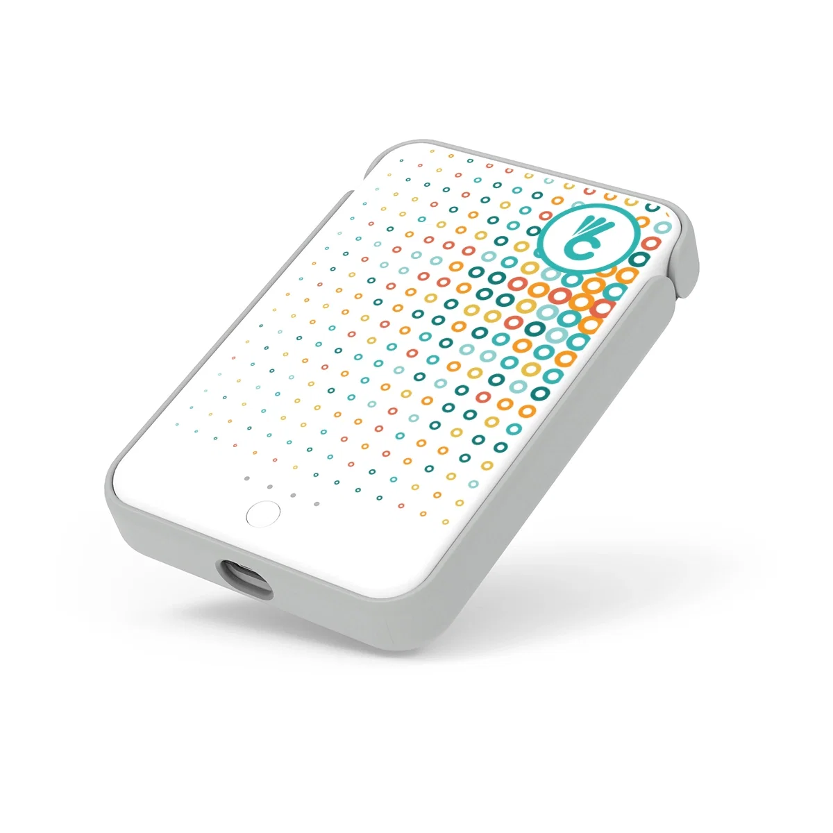 Magnetic power bank shown attached to the back of a phone