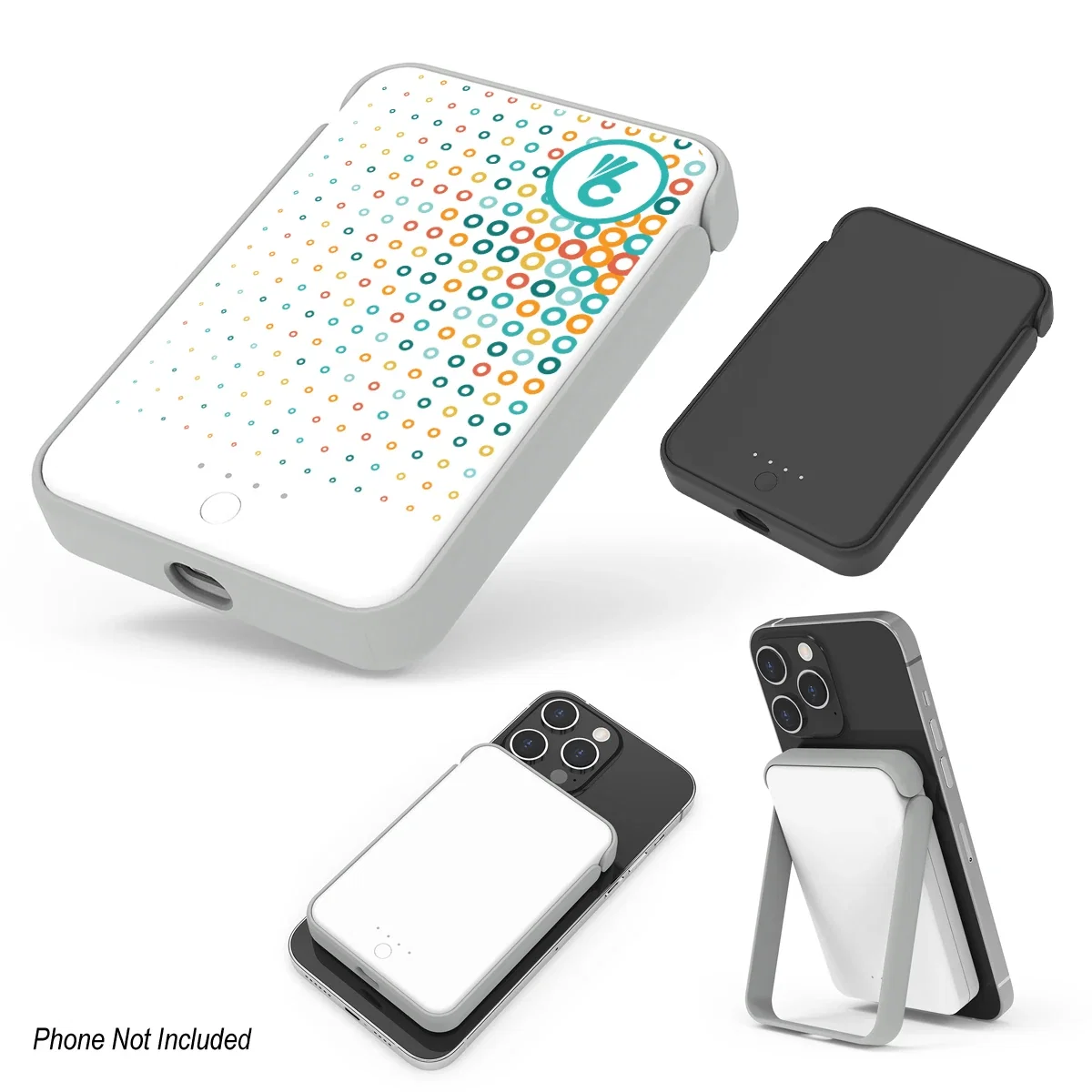 Slim battery pack held in one hand while charging