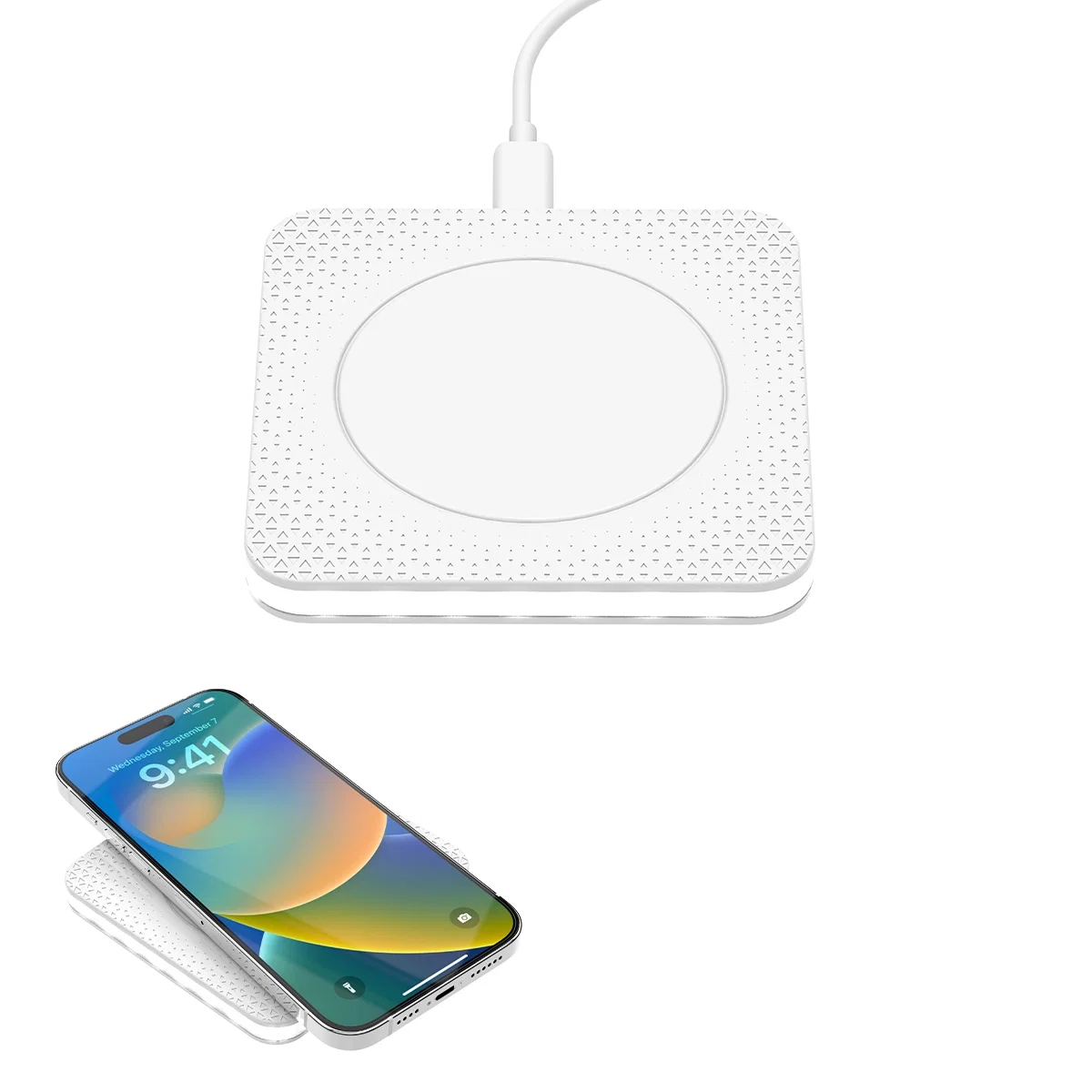 Side profile of the compact power bank on a desk