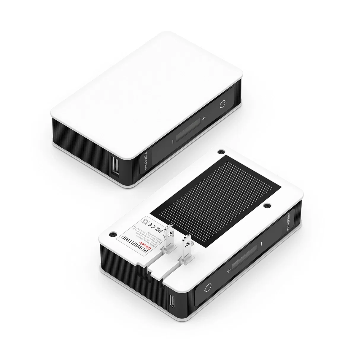 Edge of the compact charging unit shown up close