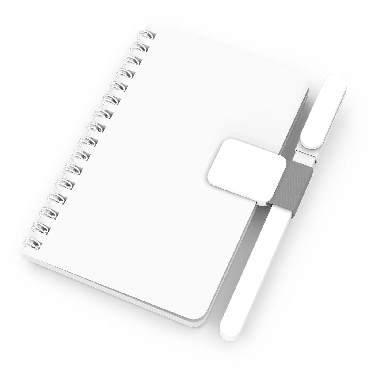 Coil binding along the side edge of the white cover