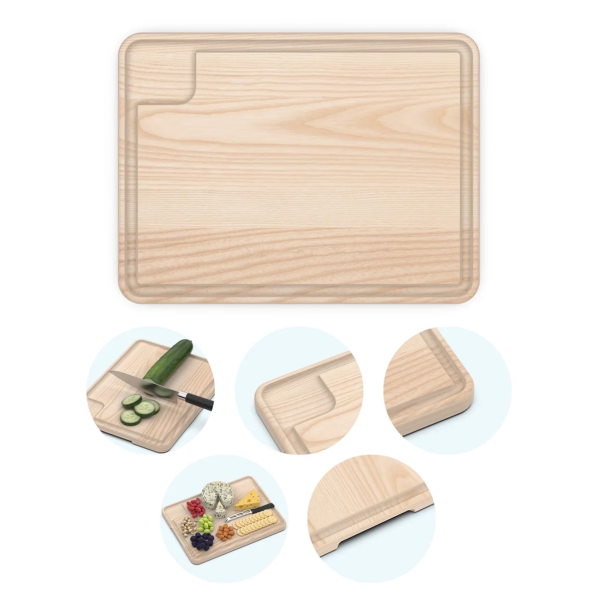 Serving surface shown from above with room for a centered logo