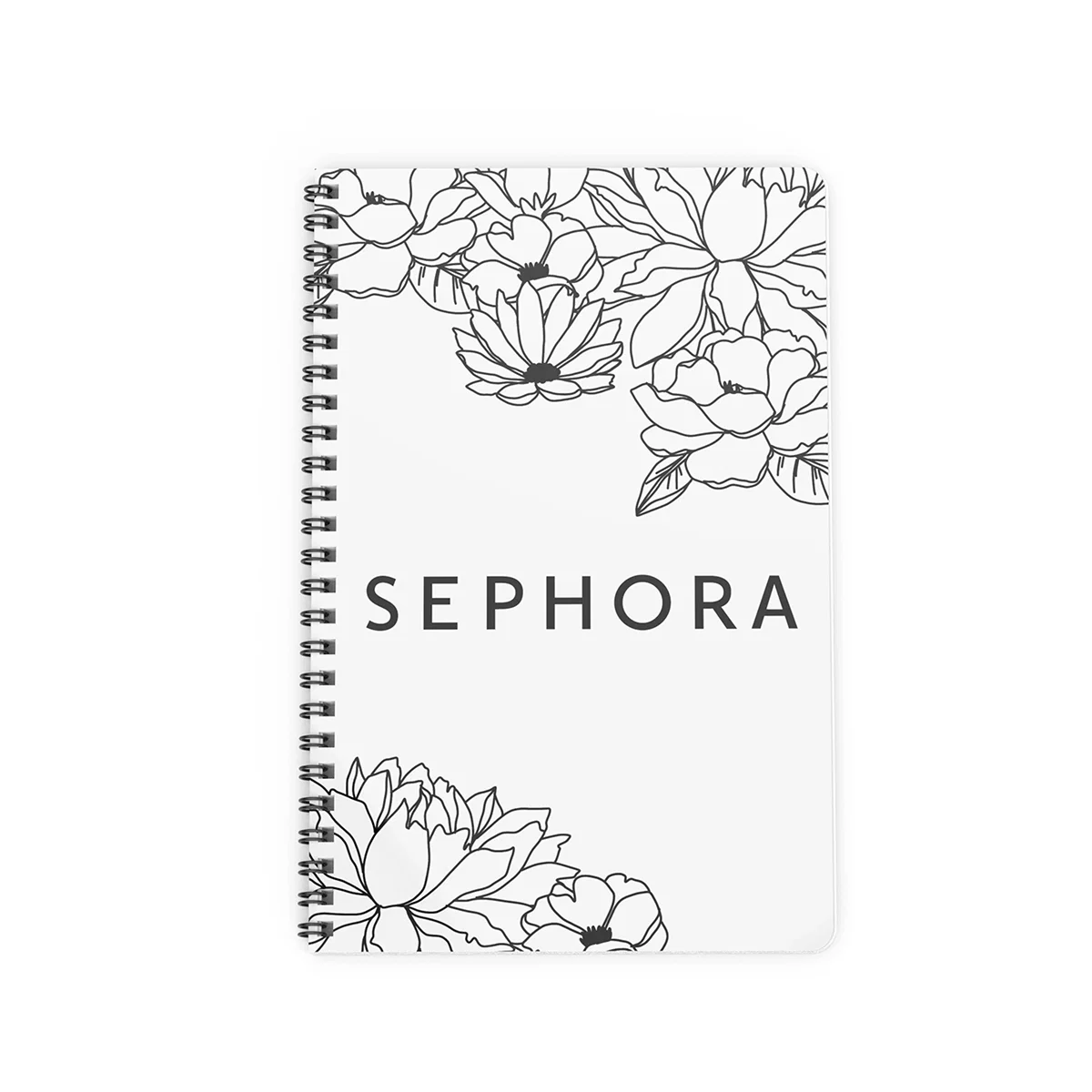 Cover shown flat with the side bound notebook closed