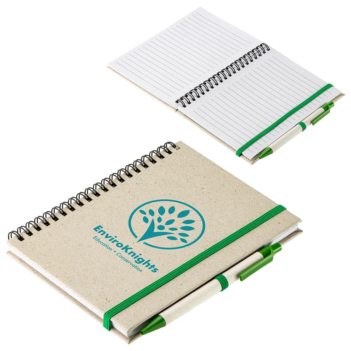 Close-up of the Prairie Fragrant Grass Recycled Notebook's spiral binding