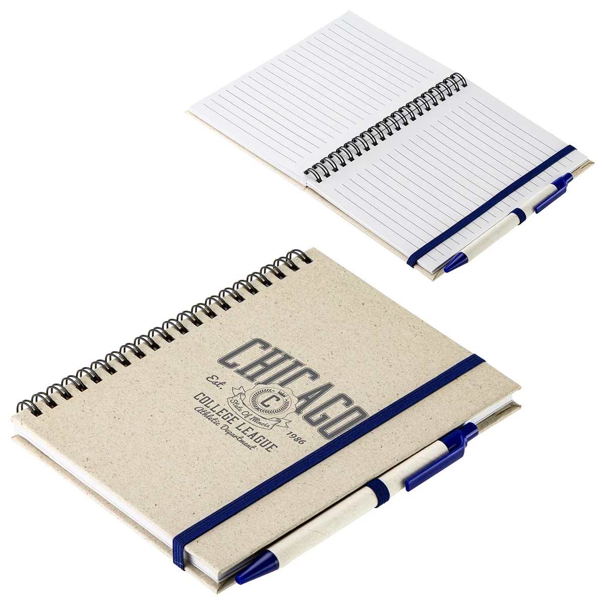 Open page view of the branded Prairie Fragrant Grass Recycled Notebook