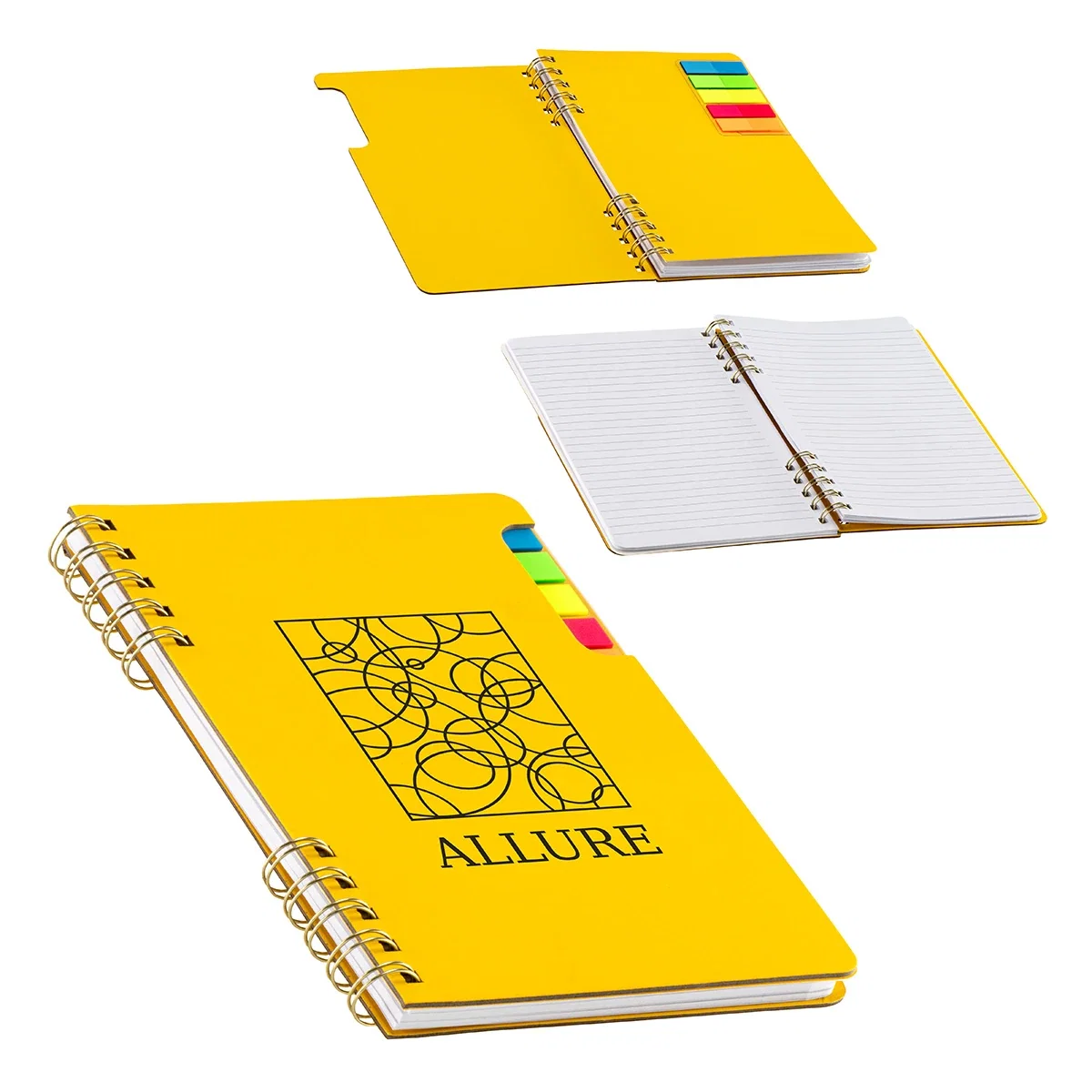 Side profile of the promotional Praxis Recycled Spiral Notebook showing the spiral binding