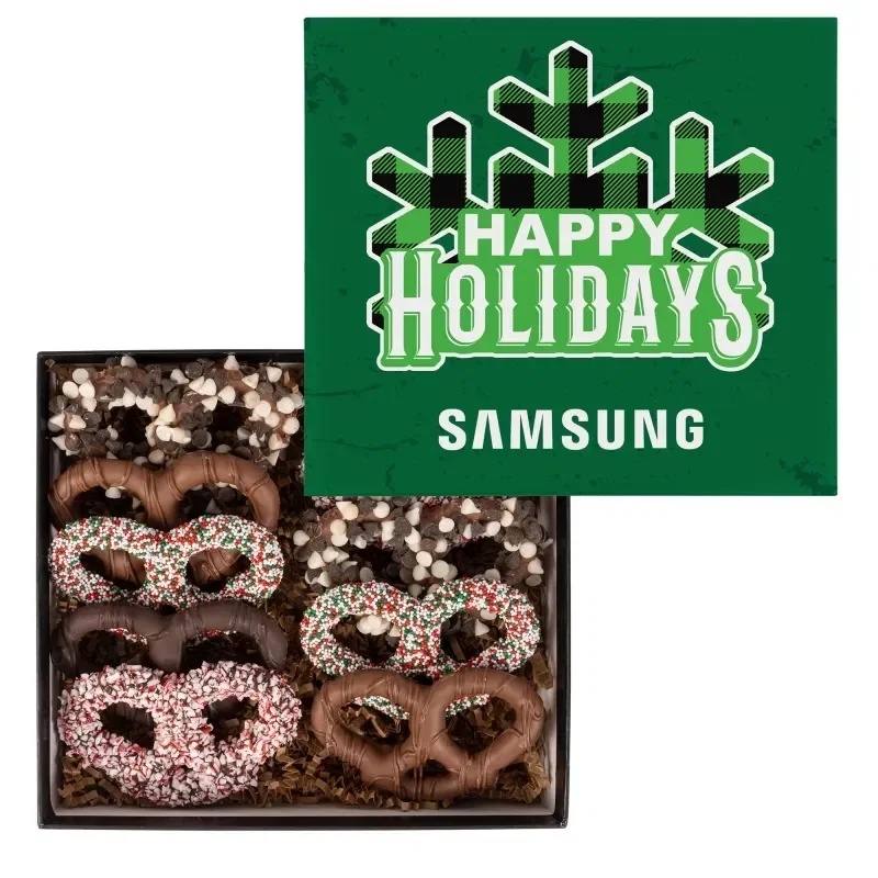 Premier Chocolate Pretzel Gift Box with Full Color Lid — view 3