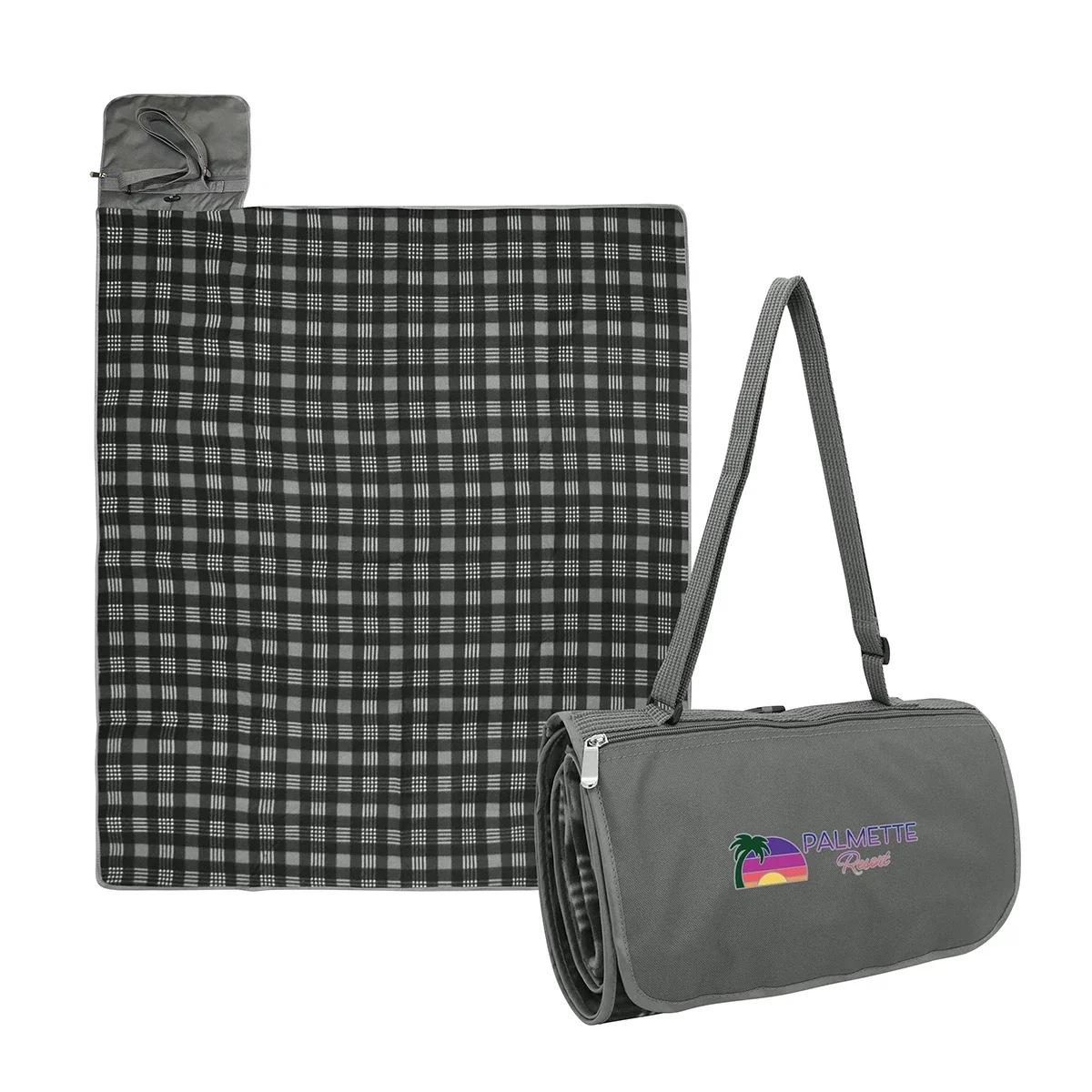 Close-up of the Premium Barrel Fleece Picnic Blanket's soft fleece texture