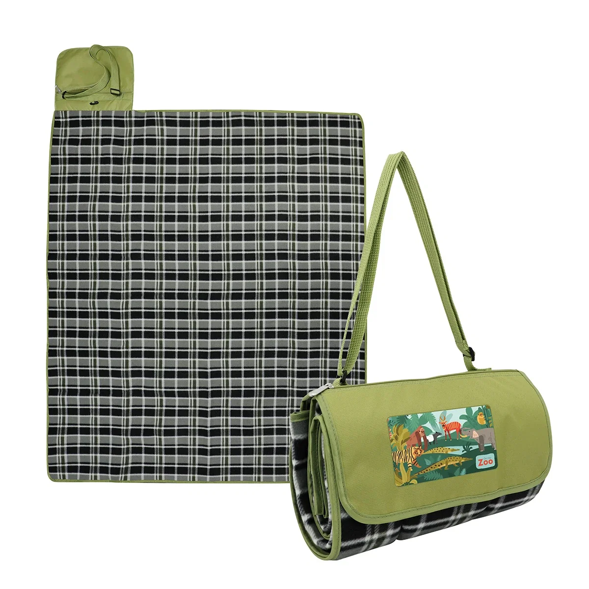 Premium Barrel Fleece Picnic Blanket spread outdoors, promotional picnic blanket lifestyle shot