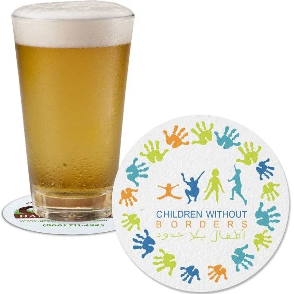 Premium plantable seeded paper coaster printed full color with wildflower seeds