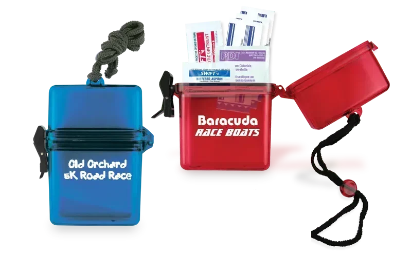 Preserver Personal Protector Kit - First Aid. Waterproof plastic first aid kit case with adjustable strap for outdoor events