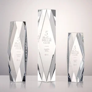 Optical Crystal Diamond Award with Rippled Facets