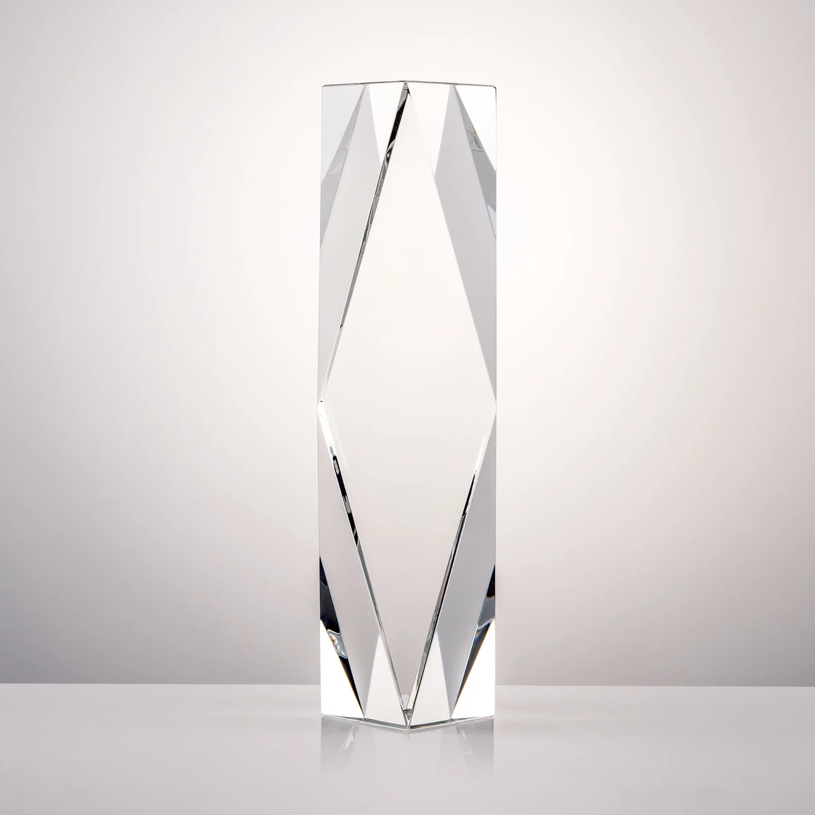 Personalized Optical Crystal Diamond Award with Rippled Facets for corporate award ceremonies