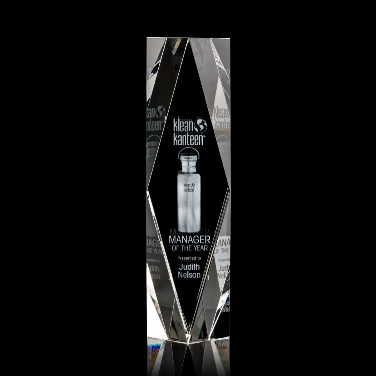 Custom Optical Crystal Diamond Award with Rippled Facets for team milestone celebrations