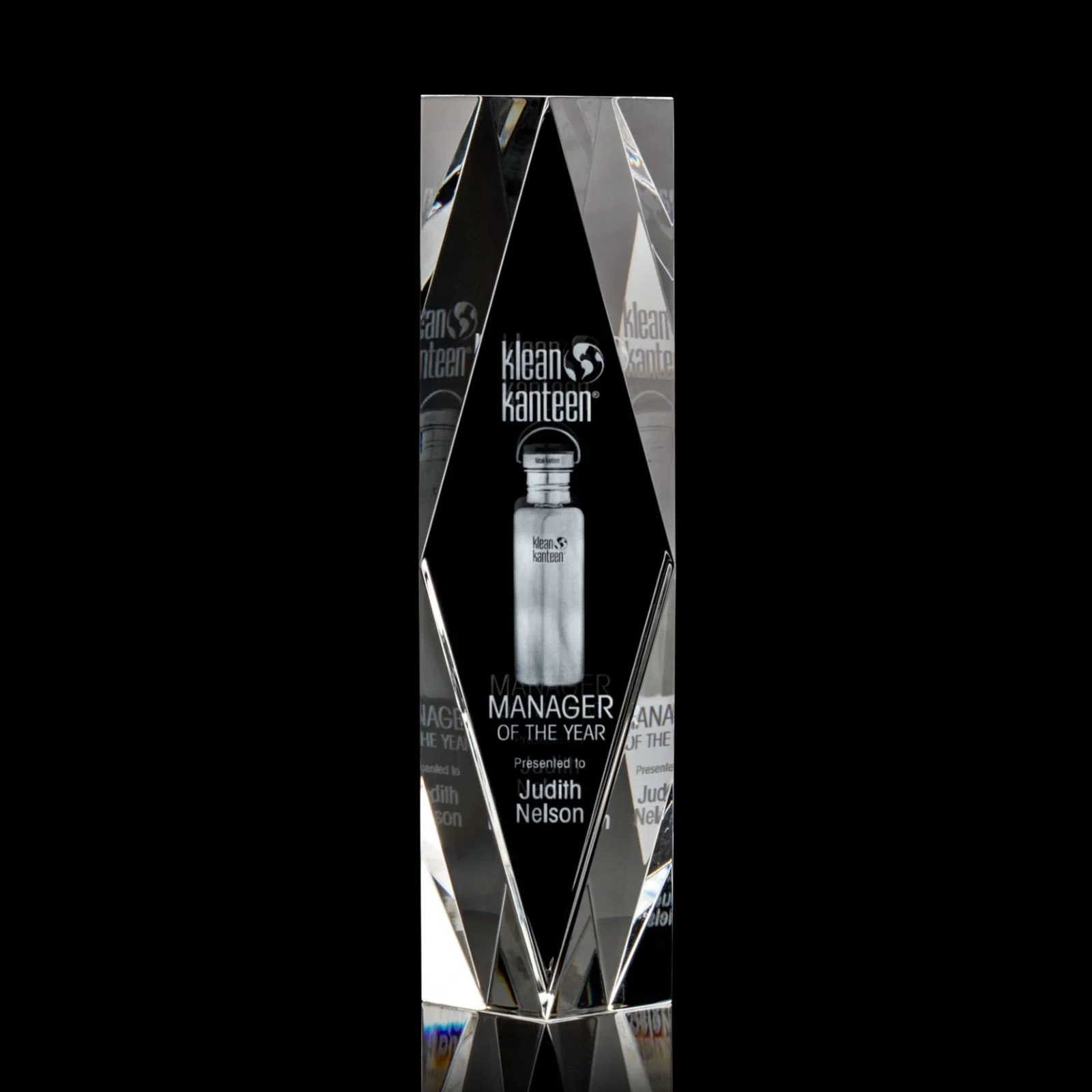 Custom Optical Crystal Diamond Award with Rippled Facets for donor appreciation