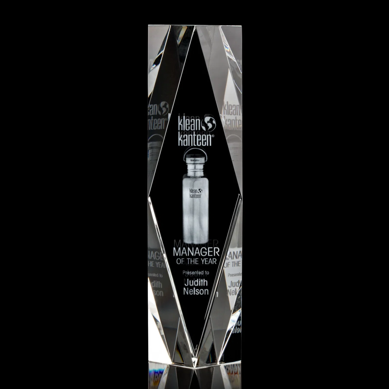Custom Optical Crystal Diamond Award with Rippled Facets for graduation ceremonies