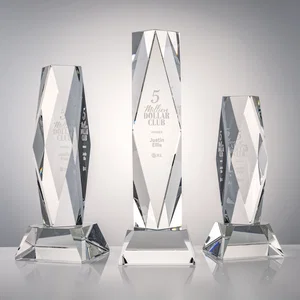 Optical Crystal Diamond Award with Three Etching Zones