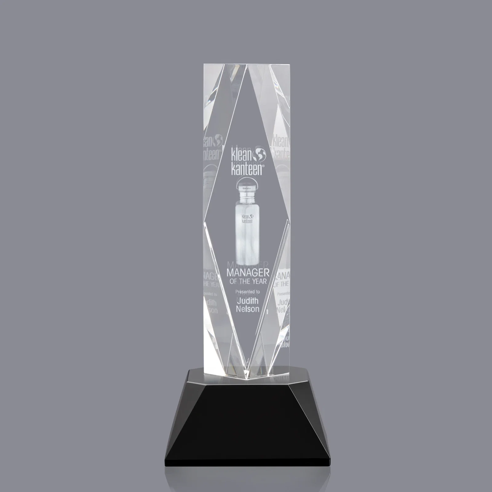 Personalized Optical Crystal Diamond Award with Three Etching Zones for corporate award ceremonies