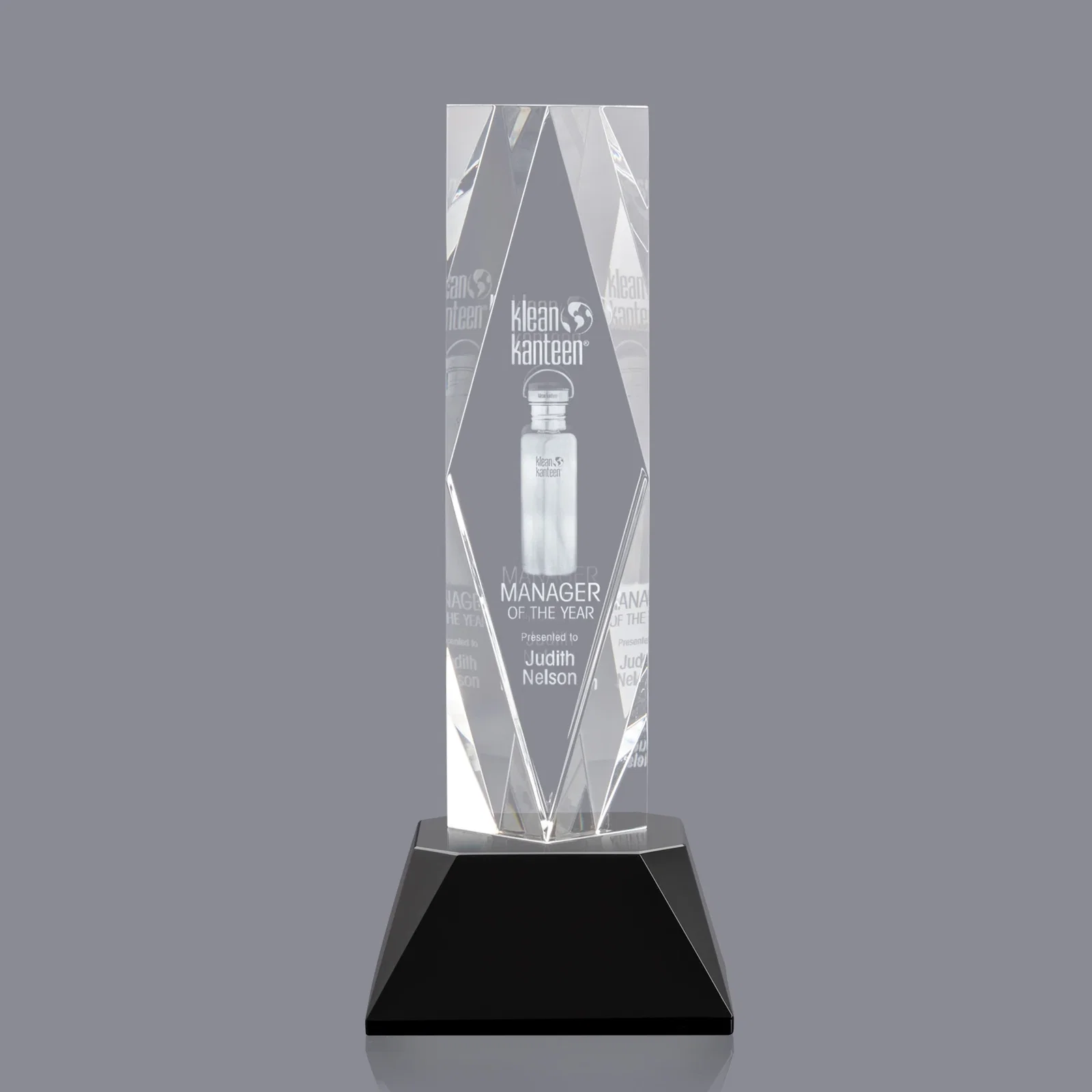 Personalized Optical Crystal Diamond Award with Three Etching Zones for service anniversary gifts