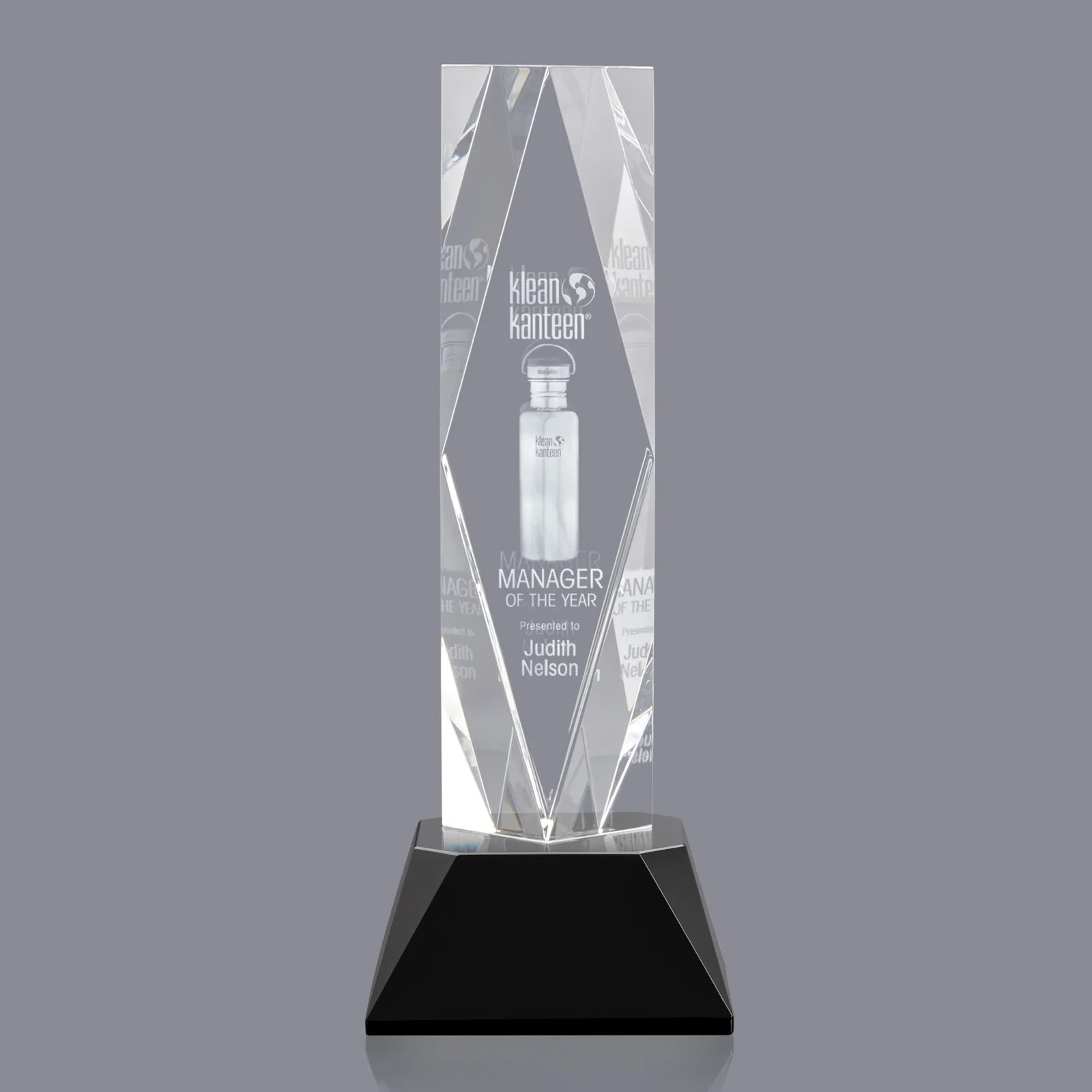 Personalized Optical Crystal Diamond Award with Three Etching Zones for sales achievement awards