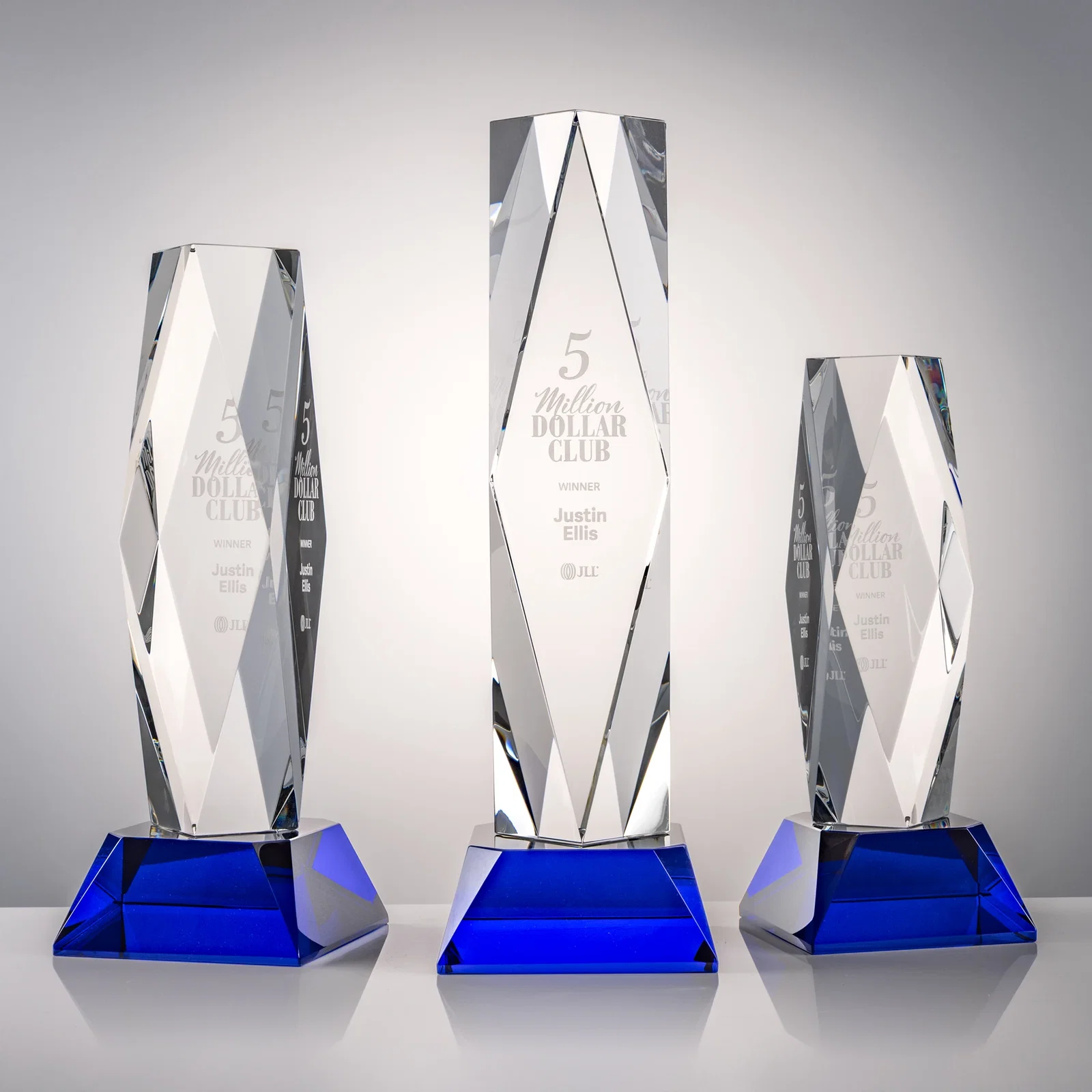 Personalized Optical Crystal Diamond Award with Three Etching Zones for safety achievement programs