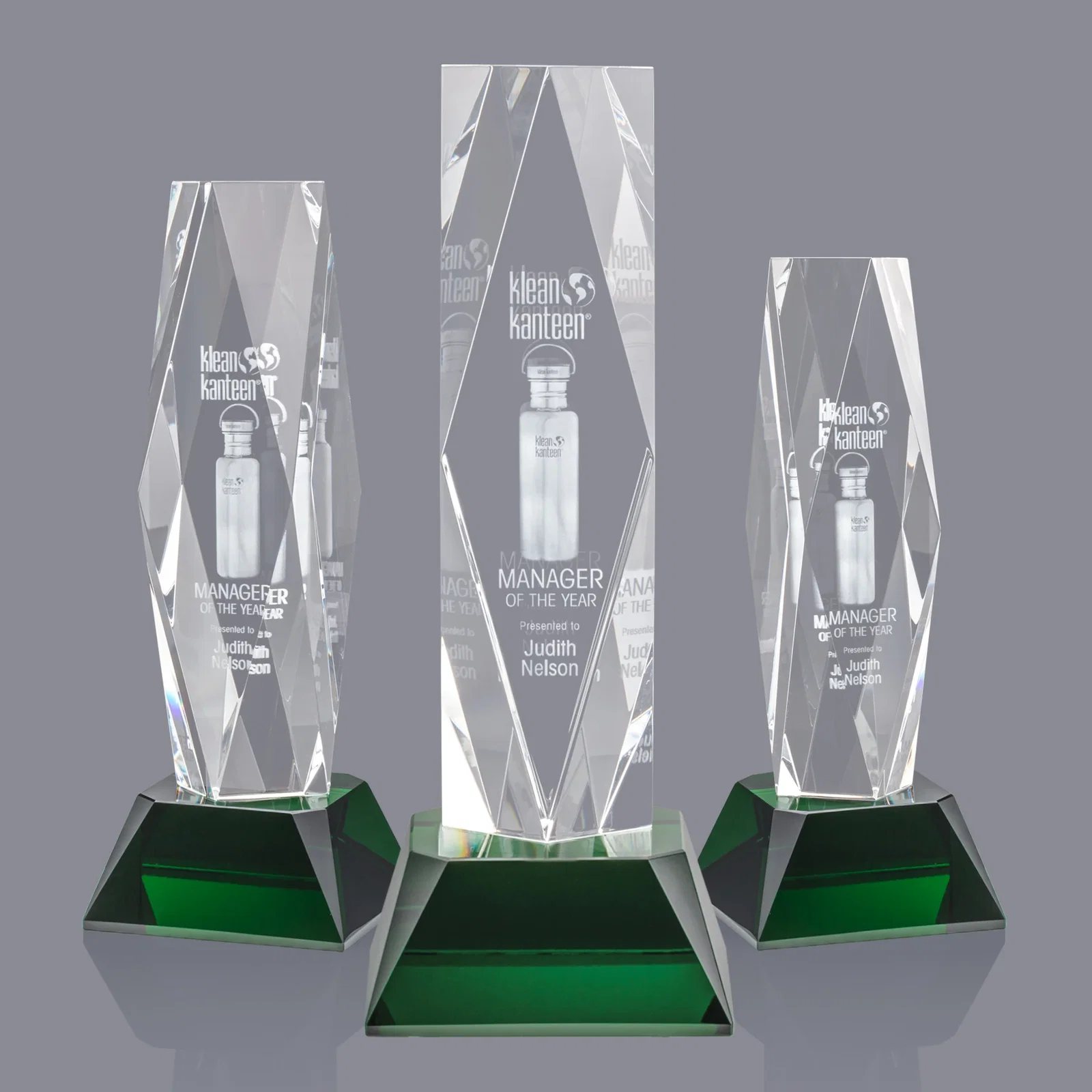Promotional Optical Crystal Diamond Award with Three Etching Zones for employee recognition