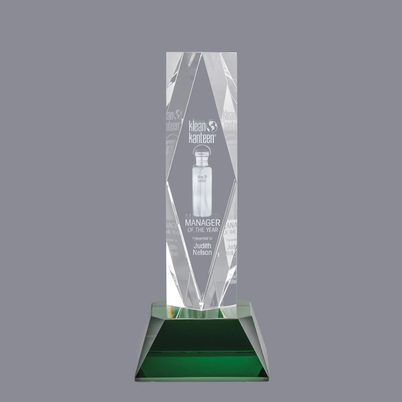 Promotional Optical Crystal Diamond Award with Three Etching Zones for corporate award ceremonies