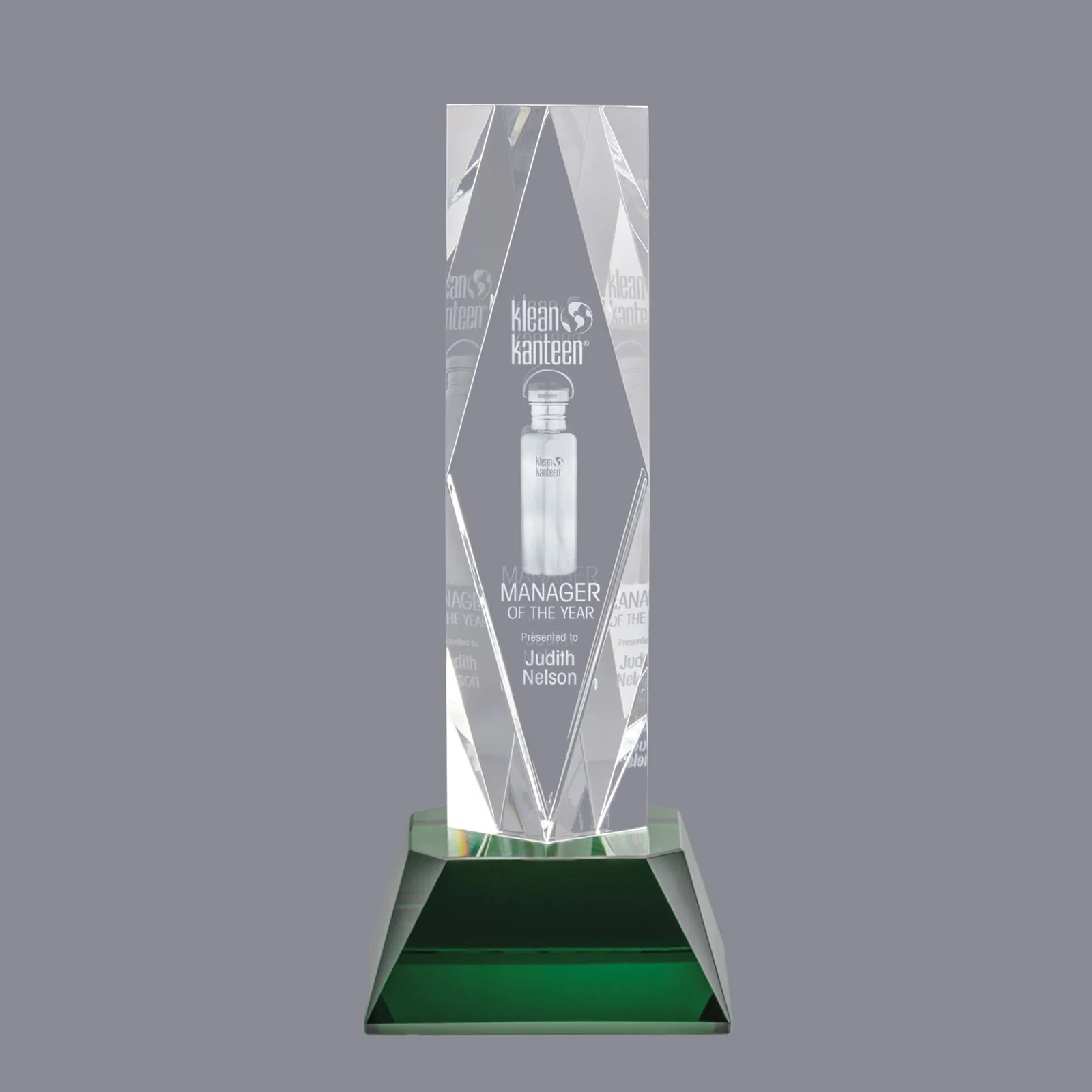 Promotional Optical Crystal Diamond Award with Three Etching Zones for service anniversary gifts