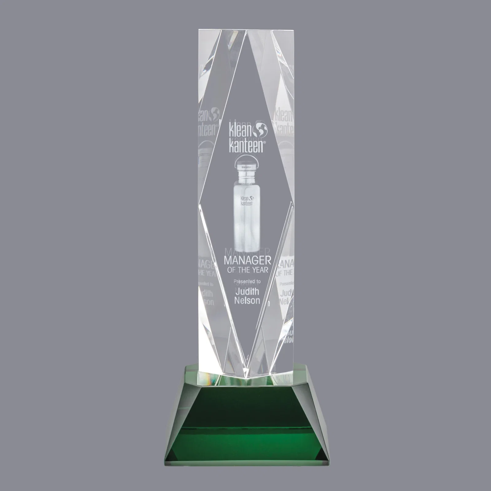 Promotional Optical Crystal Diamond Award with Three Etching Zones for sales achievement awards
