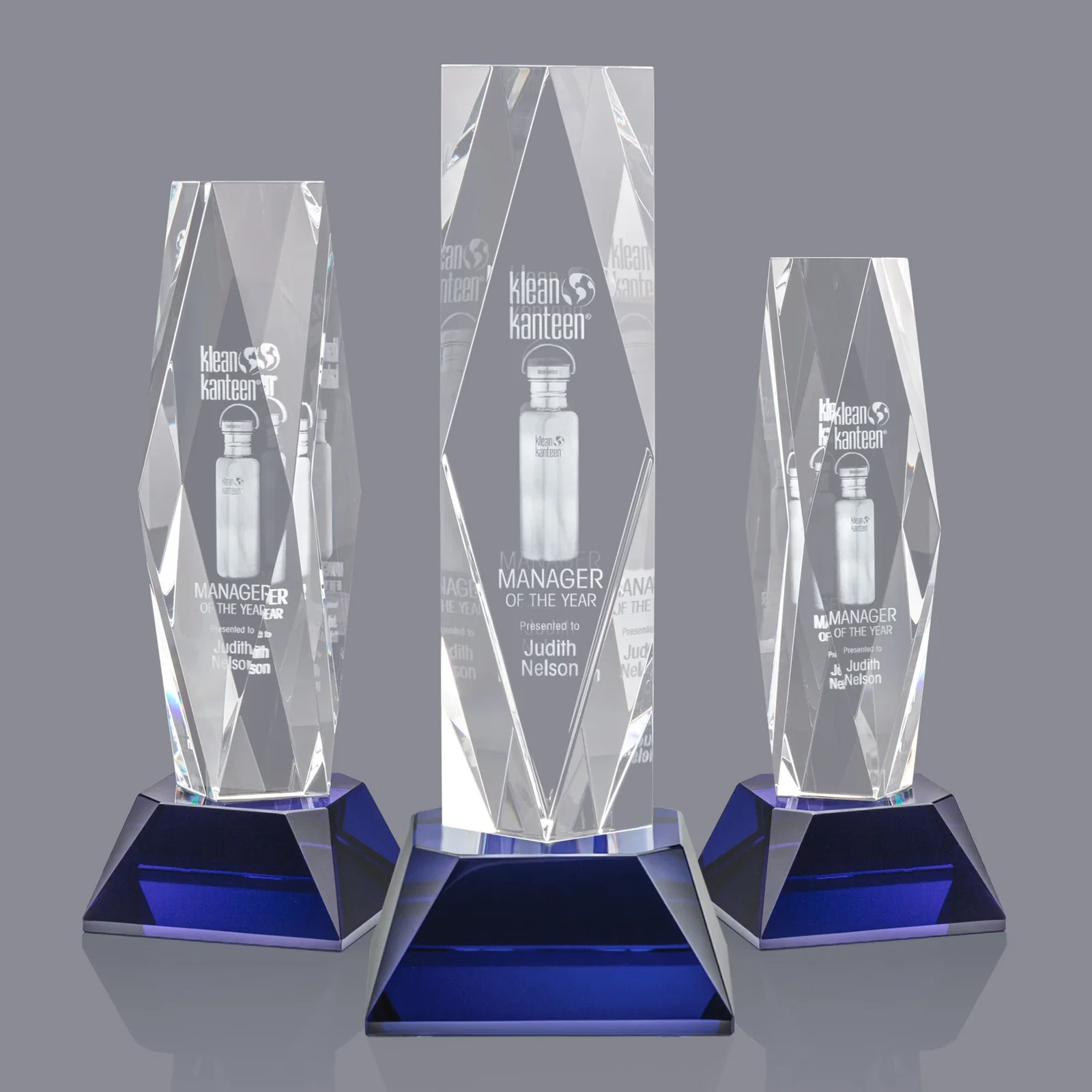Promotional Optical Crystal Diamond Award with Three Etching Zones for retirement presentations