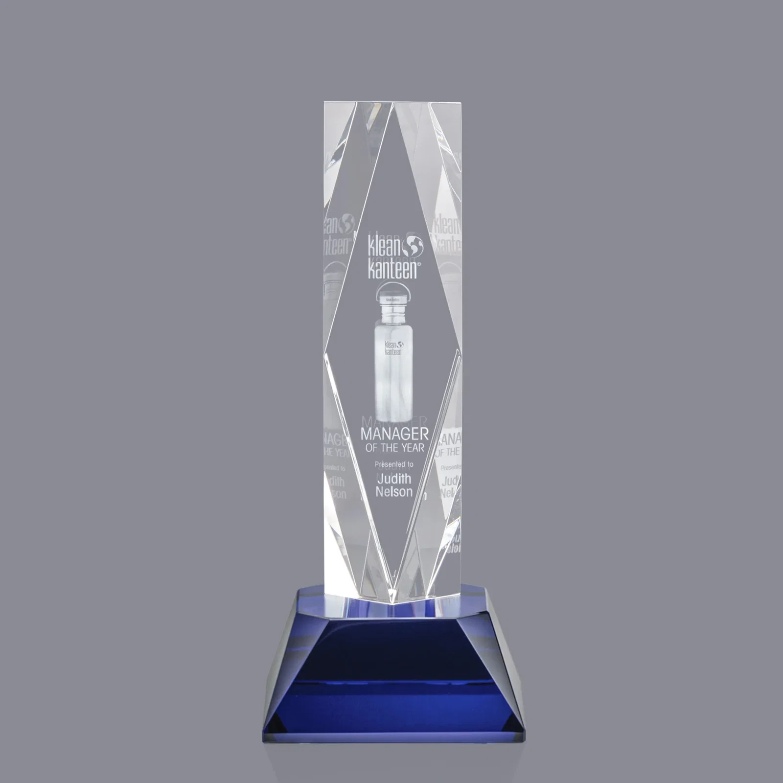 Promotional Optical Crystal Diamond Award with Three Etching Zones for team milestone celebrations