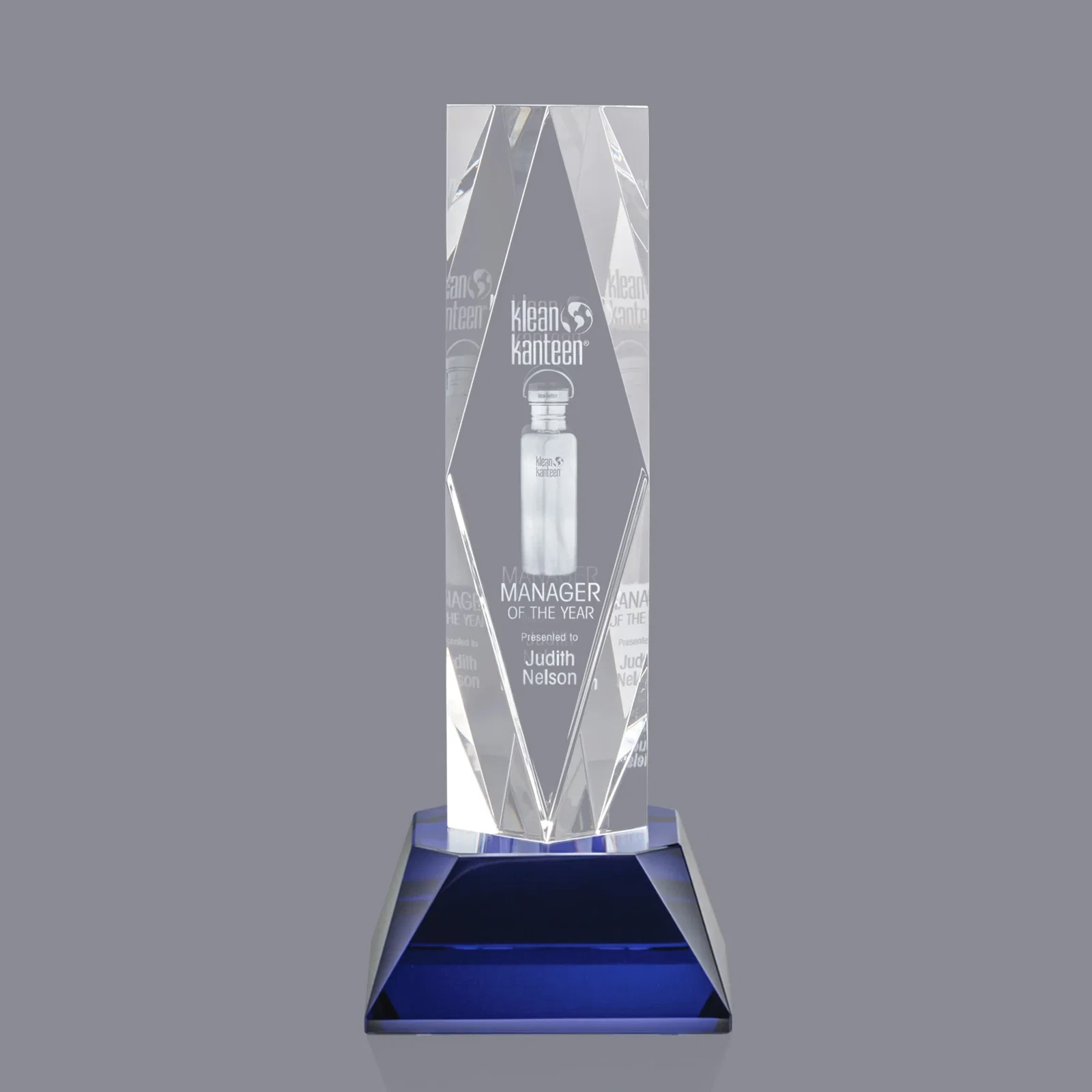 Promotional Optical Crystal Diamond Award with Three Etching Zones for donor appreciation