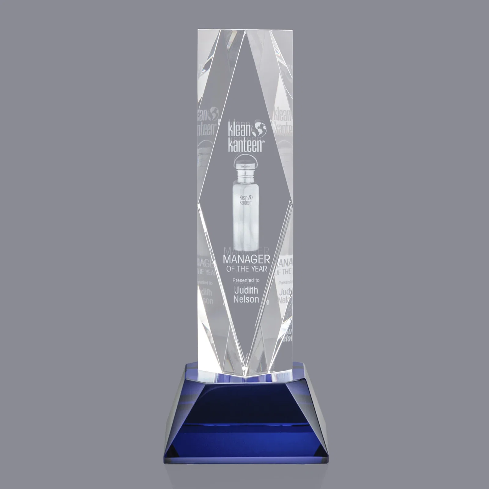 Promotional Optical Crystal Diamond Award with Three Etching Zones for graduation ceremonies