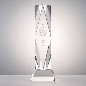 Optical Crystal Diamond Award with Three Etching Zones