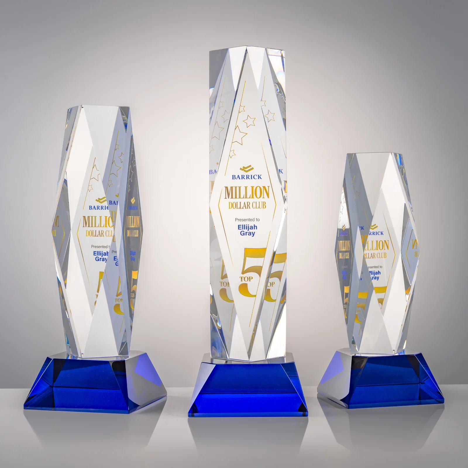 Branded Optical Crystal Diamond Award with Three Etching Zones for safety achievement programs