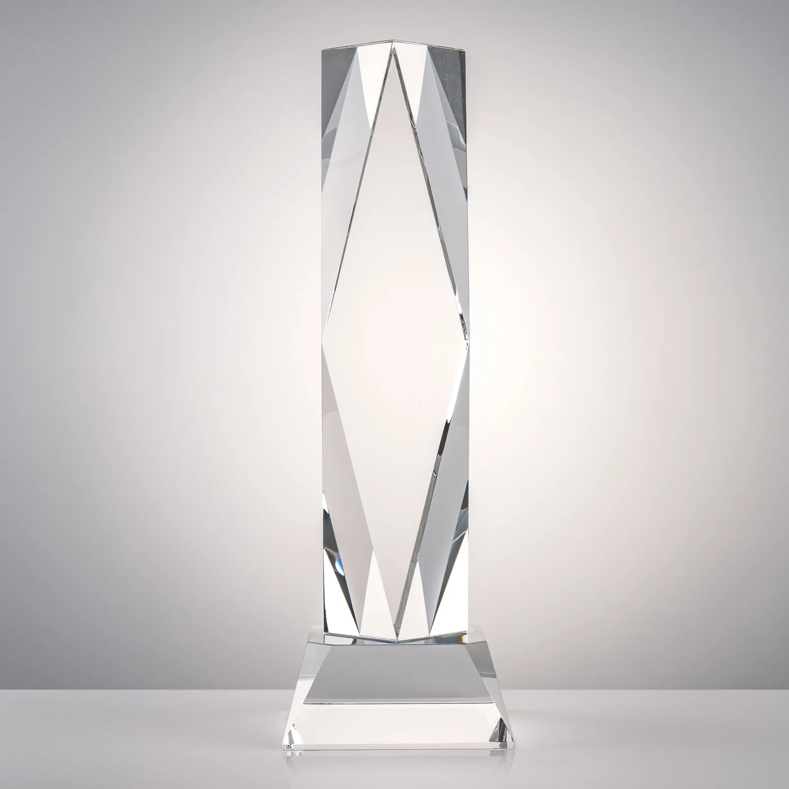 Custom printed Optical Crystal Diamond Award with Three Etching Zones for service anniversary gifts
