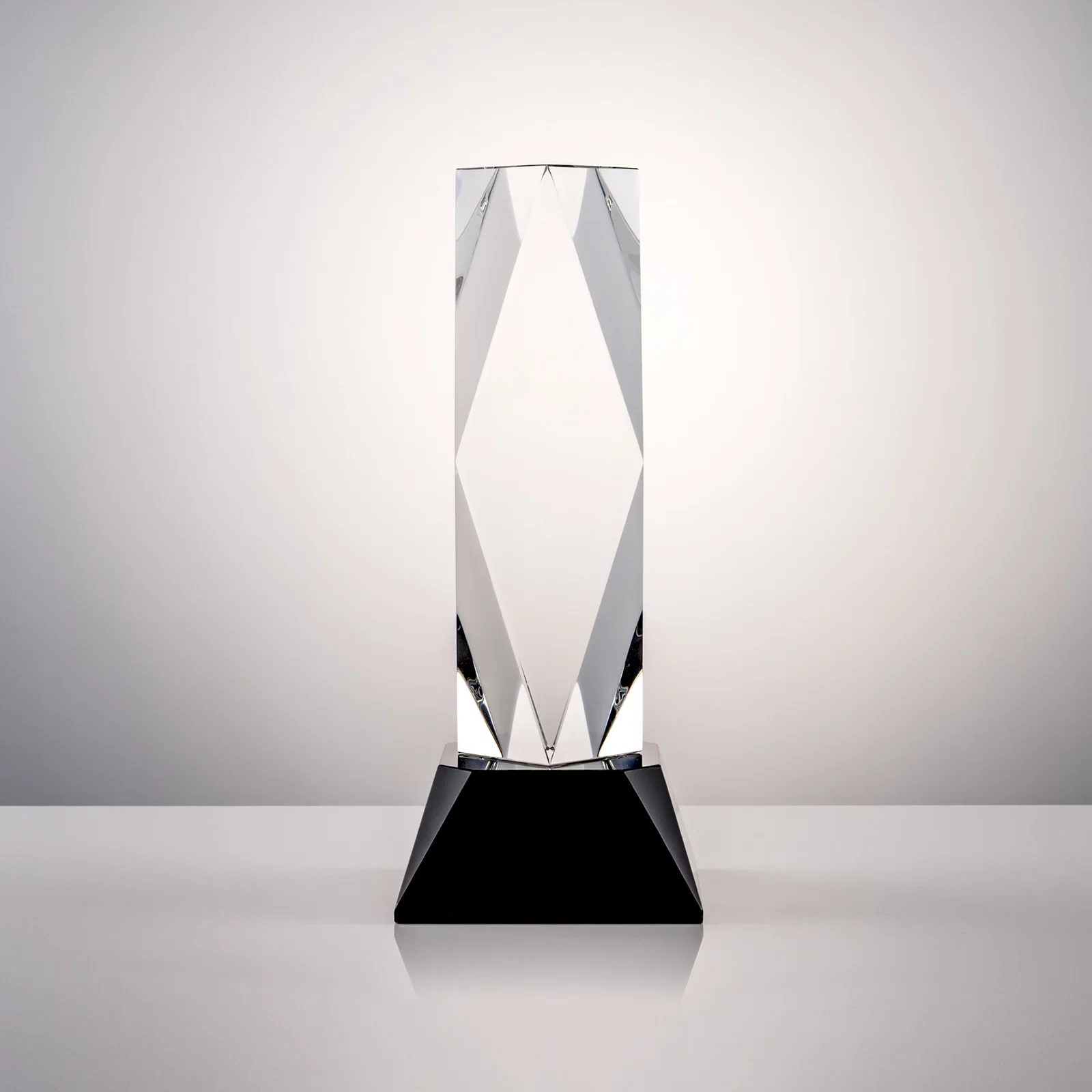 Custom printed Optical Crystal Diamond Award with Three Etching Zones for sales achievement awards