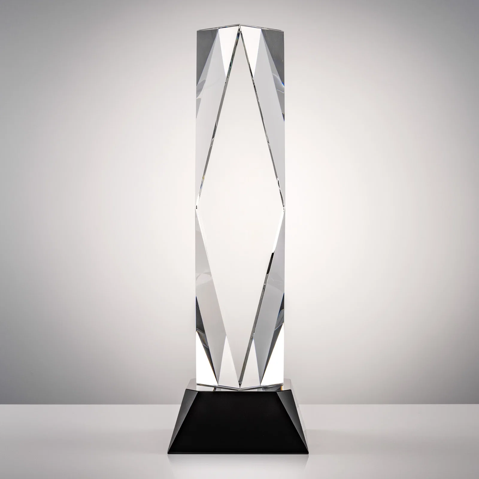 Custom printed Optical Crystal Diamond Award with Three Etching Zones for team milestone celebrations