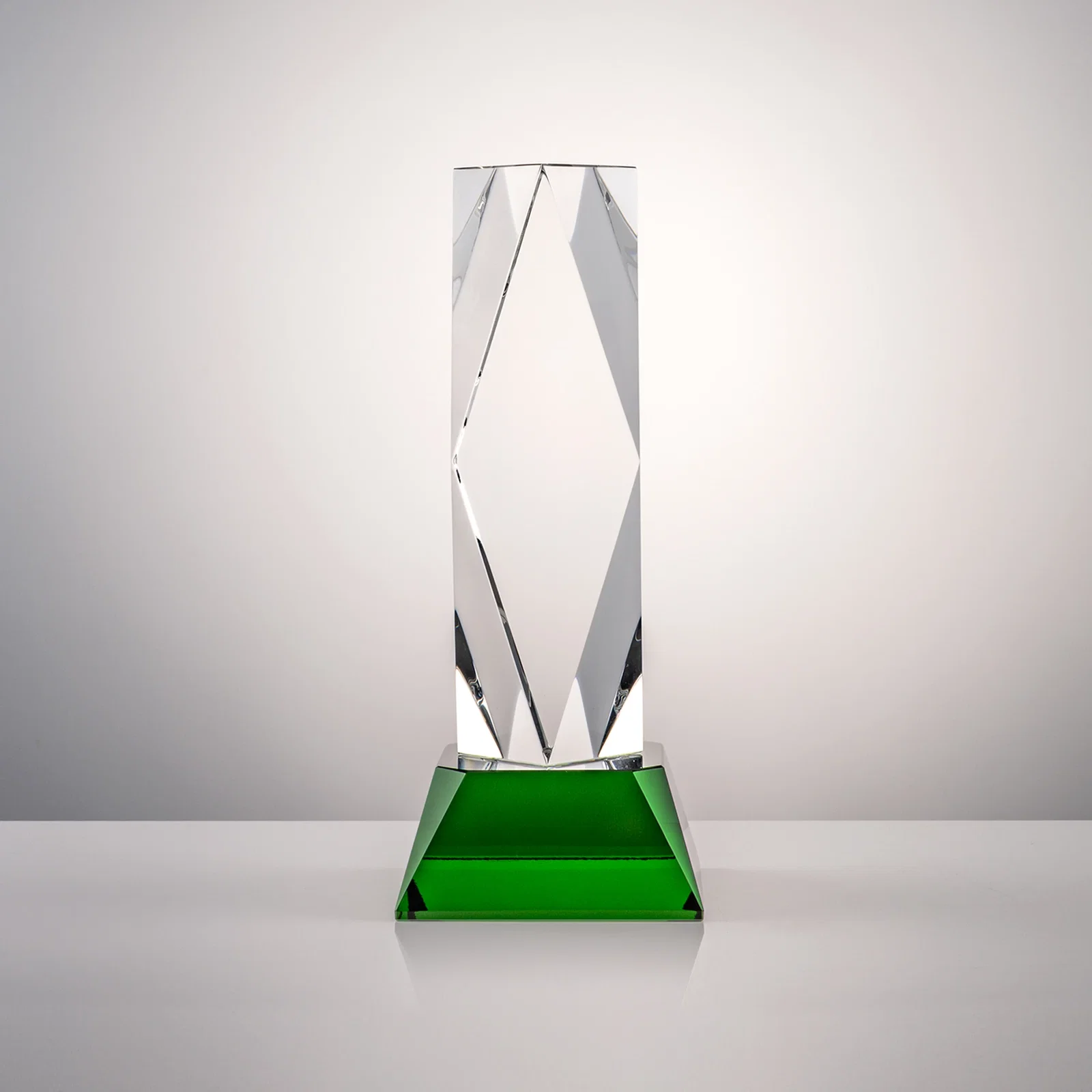 Custom printed Optical Crystal Diamond Award with Three Etching Zones for donor appreciation