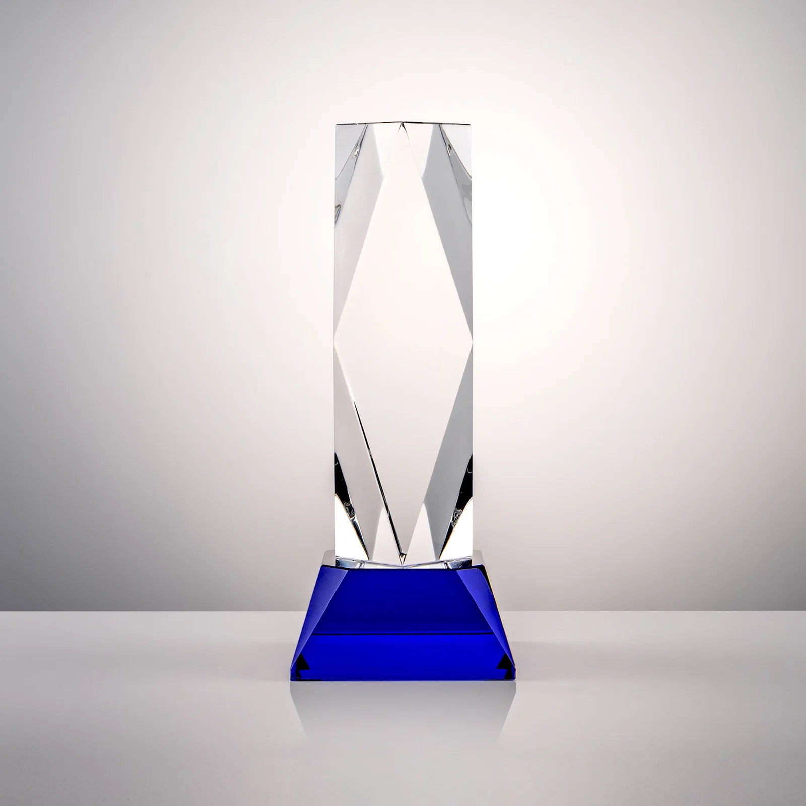 Custom printed Optical Crystal Diamond Award with Three Etching Zones for volunteer appreciation