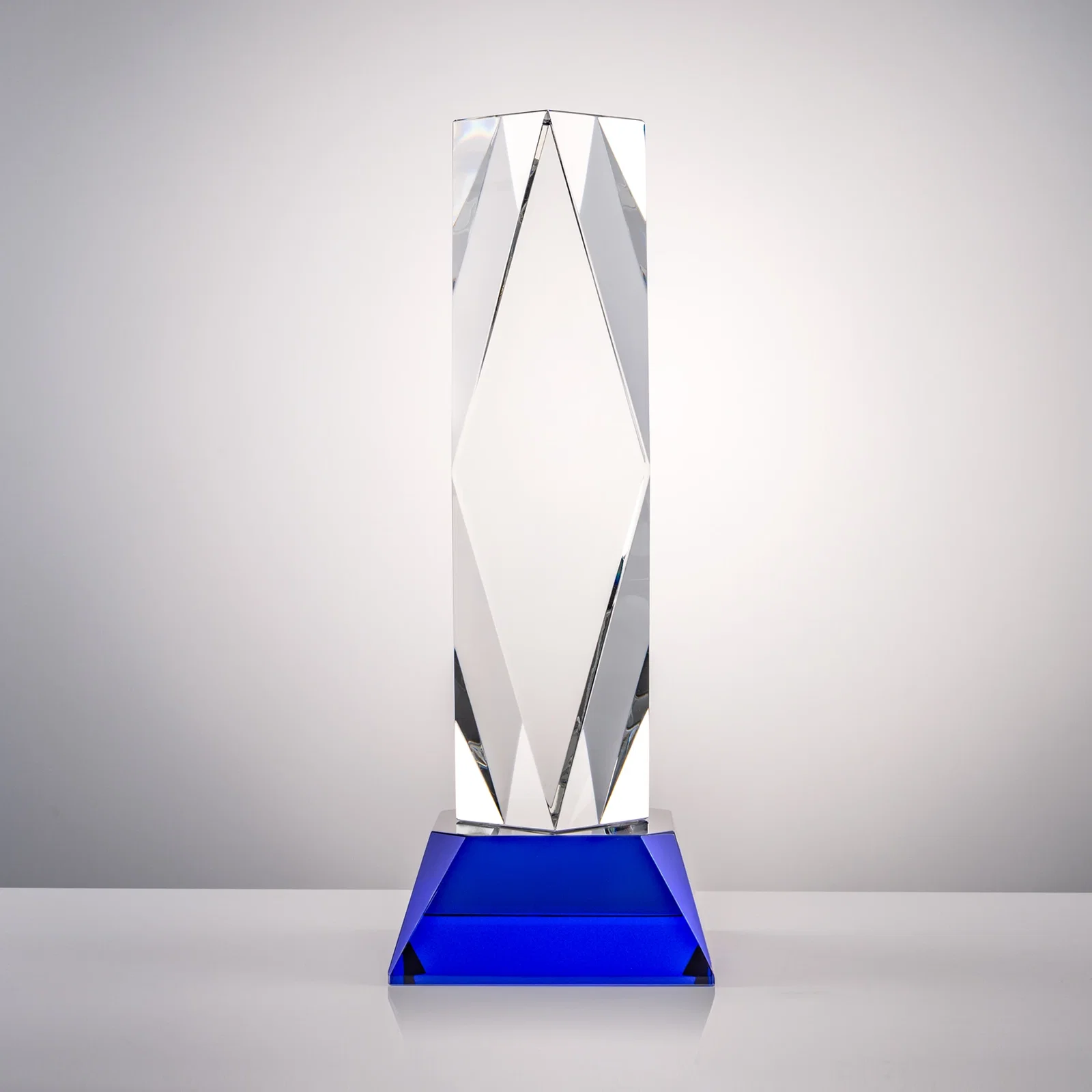Custom printed Optical Crystal Diamond Award with Three Etching Zones for dealer and partner awards