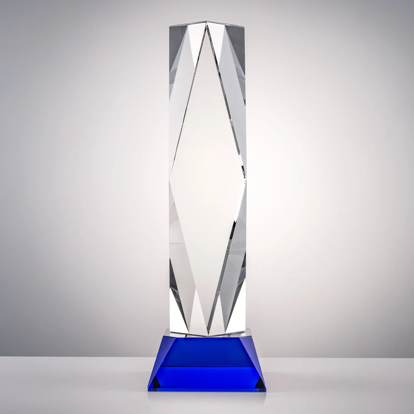Custom printed Optical Crystal Diamond Award with Three Etching Zones for company anniversary events