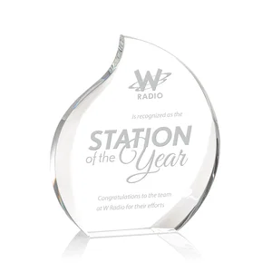 Optical Crystal Flame Award With Interchanging Bevels